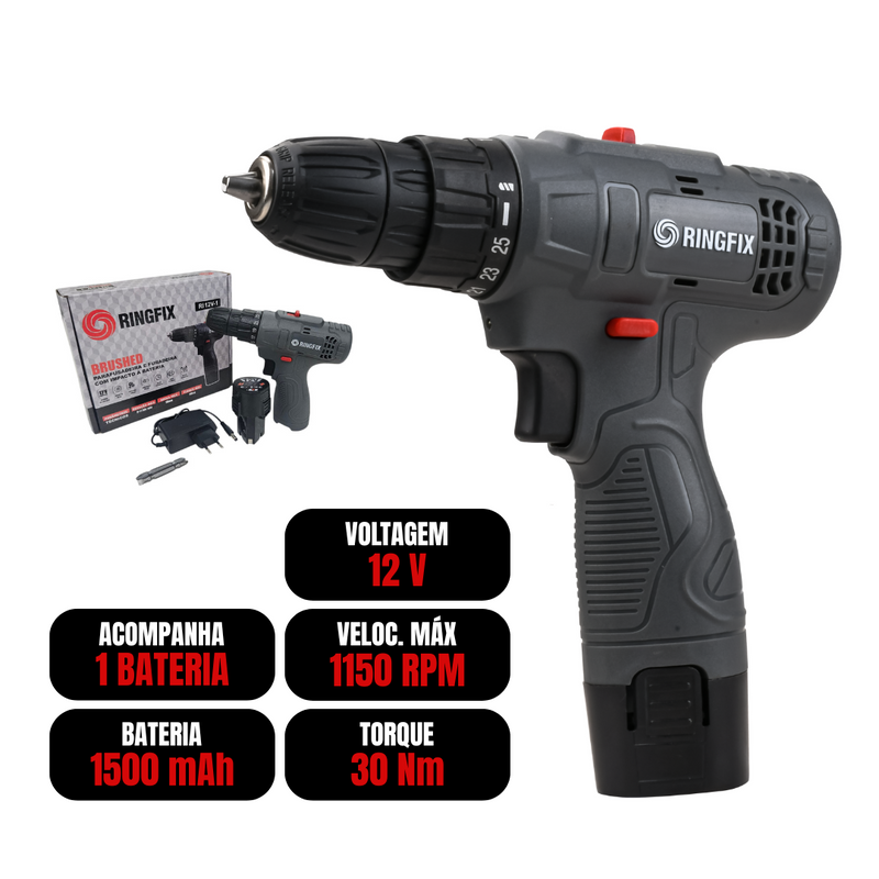 FURADEIRA E PARAFUSADEIRA SEM IMPACTO A BATERIA - RI 12V-1